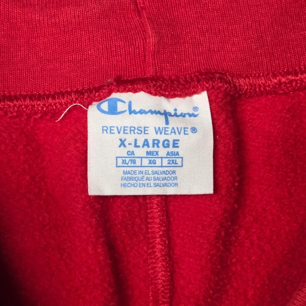 Champion Reverse Weave Sweatpants Red Mens XL GF01 Joggers Fleece C Logo